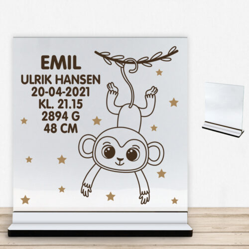 Abe design 1 | Glasskilt inkl. fod med farvet overflade