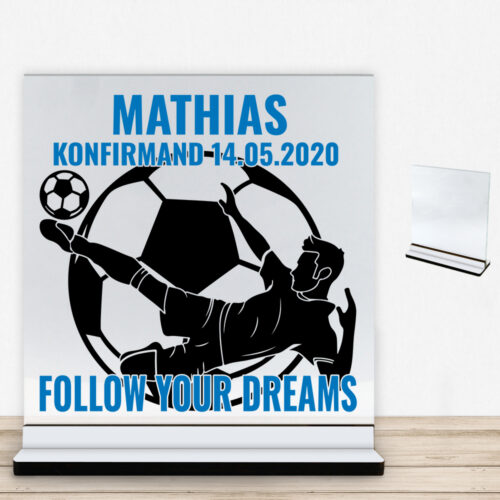 Konfirmation design 38 | Glasskilt inkl. fod med farvet overflade