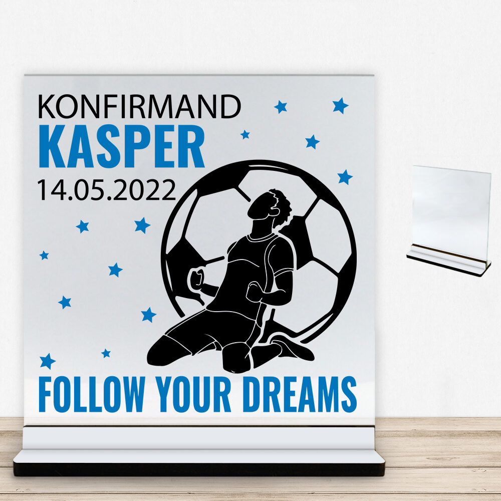 Konfirmation design 39 | Glasskilt inkl. fod med farvet overflade