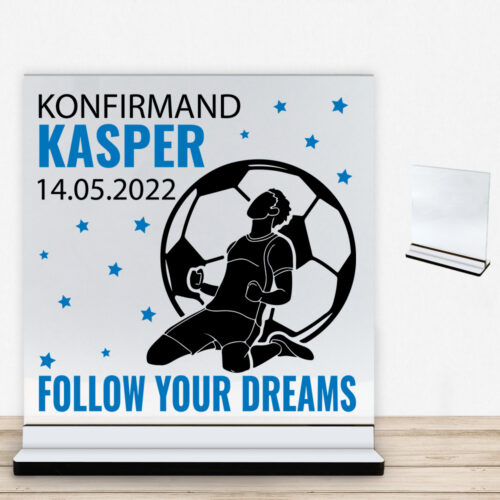 Konfirmation design 39 | Glasskilt inkl. fod med farvet overflade