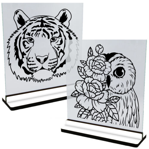 Dyr | Glasskilte inkl. fod (farvet overflade)