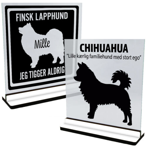 Hunde | Glasskilte inkl. fod (farvet overflade)