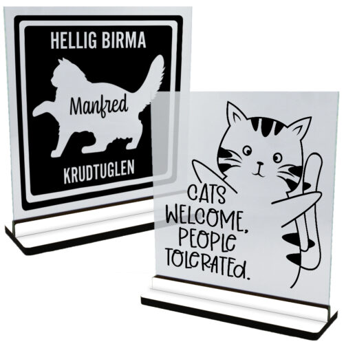 Katte | Glasskilte inkl. fod (farvet overflade)