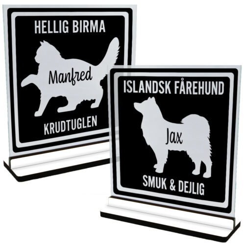 MyPets | Glasskilte-serie inkl. fod (farvet overflade)
