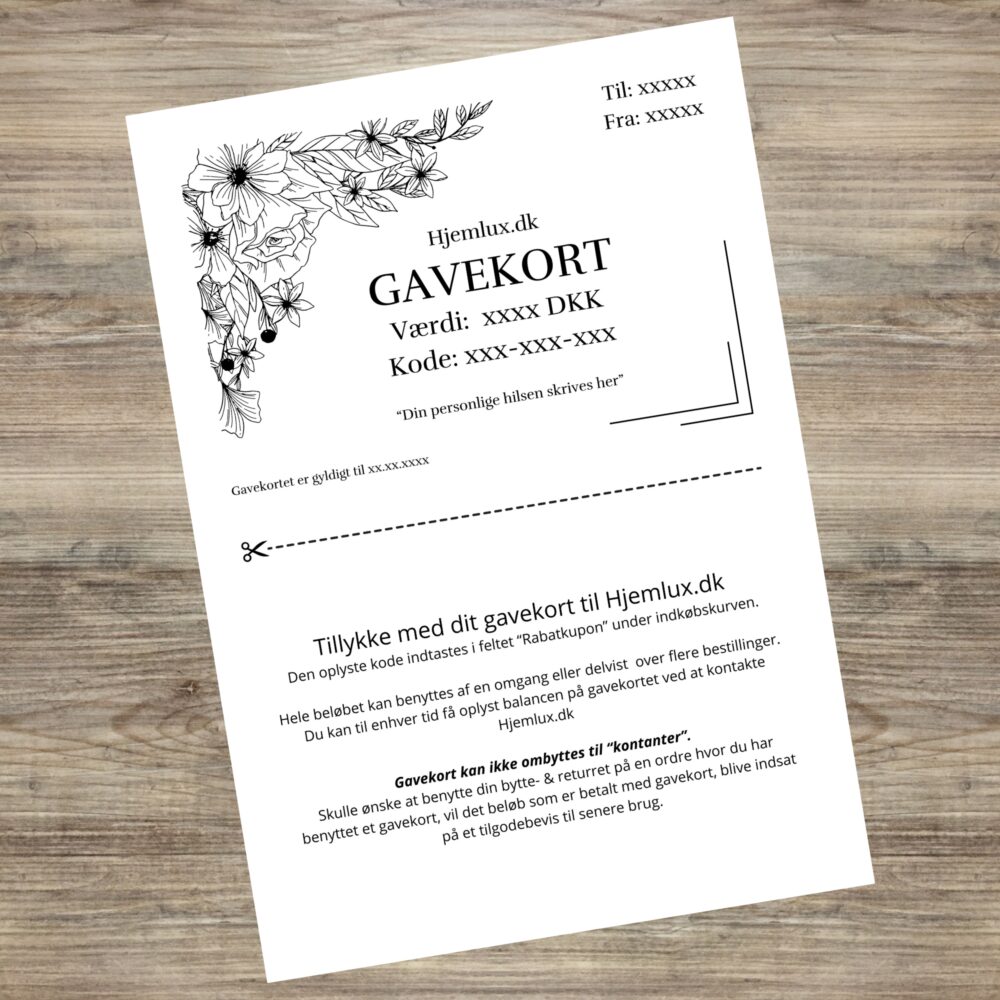 Gavekort (sendes på e-mail)