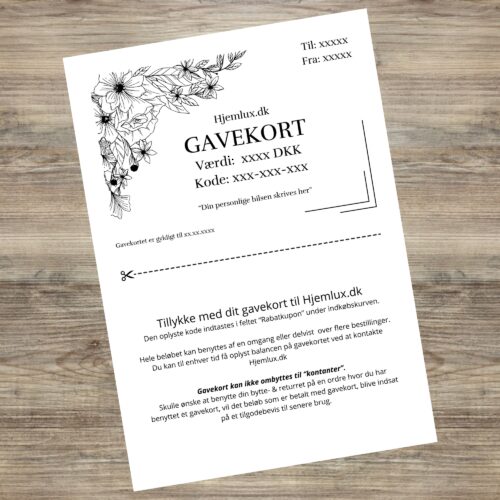 Gavekort (sendes på e-mail)