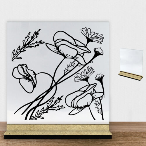 Wild Bouquet design 1 | Glasskilt inkl. fod (træfiber)