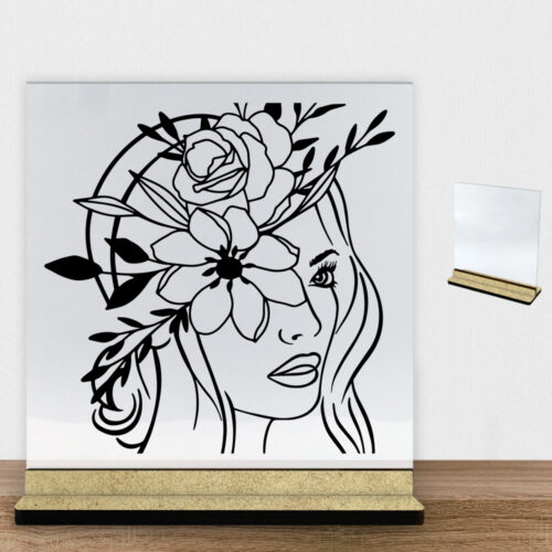 Floral woman design 2 | Glasskilt inkl. fod (træfiber)