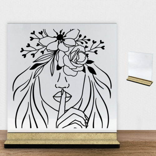 Floral woman design 3 | Glasskilt inkl. fod (træfiber)