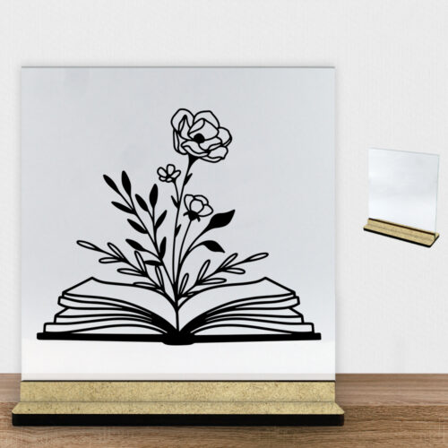 Floral book design 1 | Glasskilt inkl. fod (træfiber)