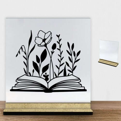 Floral book design 2 | Glasskilt inkl. fod (træfiber)