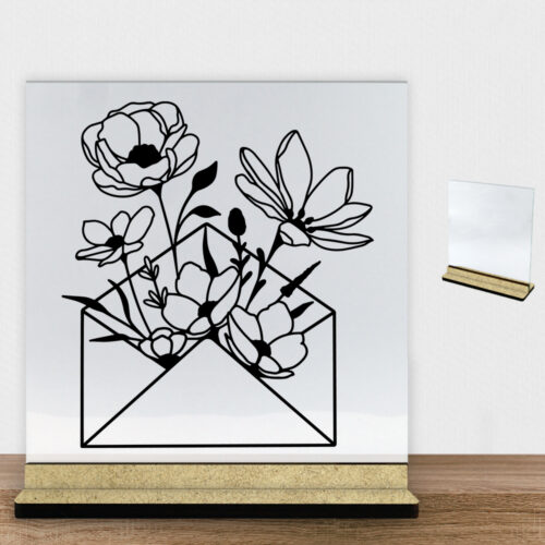 Floral envelope design 1 | Glasskilt inkl. fod (træfiber)