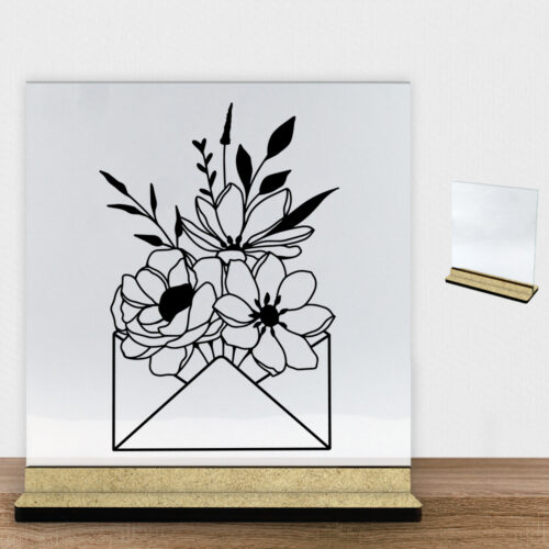 Floral envelope design 2 | Glasskilt inkl. fod (træfiber)