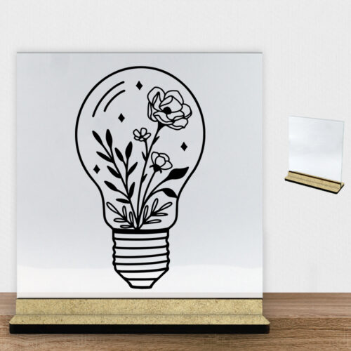 Floral lightbulb design 1 | Glasskilt inkl. fod (træfiber)