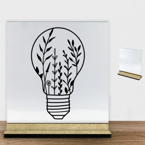 Floral lightbulb design 2 | Glasskilt inkl. fod (træfiber)