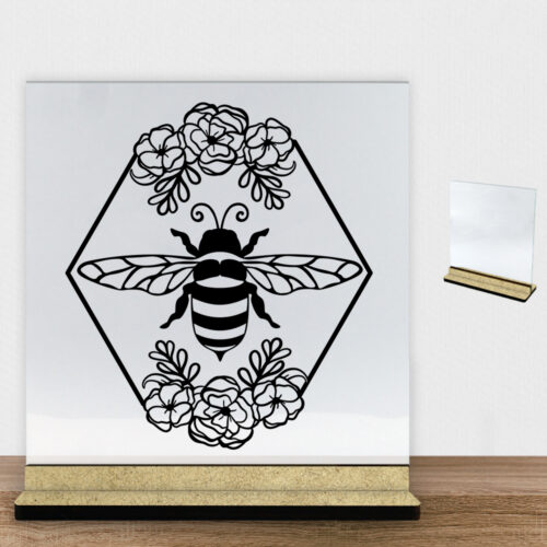 BeeHexagon | Glasskilt inkl. fod (træfiber)