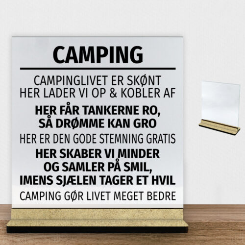 Camping #1 | Glasskilt inkl. fod (træfiber)
