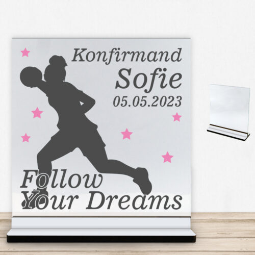 Konfirmation design 40 | Glasskilt inkl. fod med farvet overflade