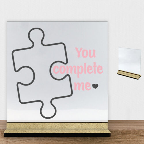 You complete me | Glasskilt inkl. fod (træfiber)