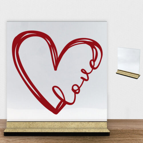 Love heart | Glasskilt inkl. fod (træfiber)