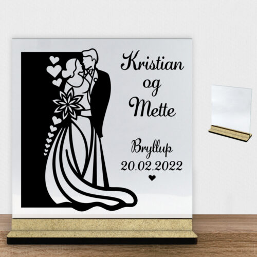 Bryllup #1 | Glasskilt inkl. fod (træfiber)