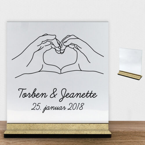 Heart hands | Glasskilt inkl. fod (træfiber)