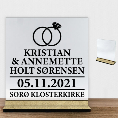 Bryllup #2 | Glasskilt inkl. fod (træfiber)