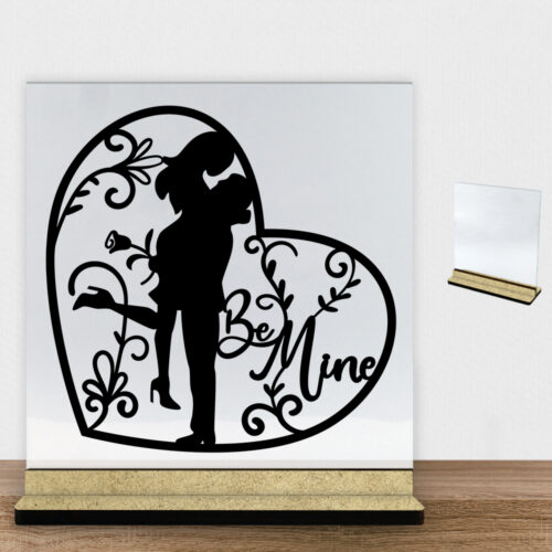 Be mine | Glasskilt inkl. fod (træfiber)