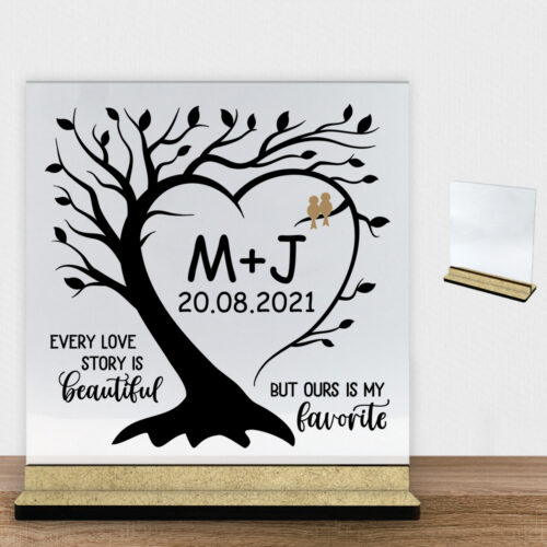 Every love story is beautiful... | Glasskilt inkl. fod (træfiber)