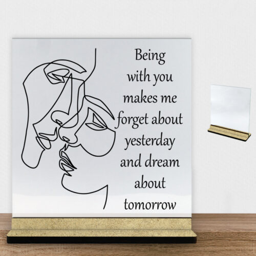 Being with you... | Glasskilt inkl. fod (træfiber)