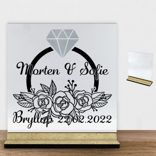 Bryllup #3 | Glasskilt inkl. fod (træfiber)