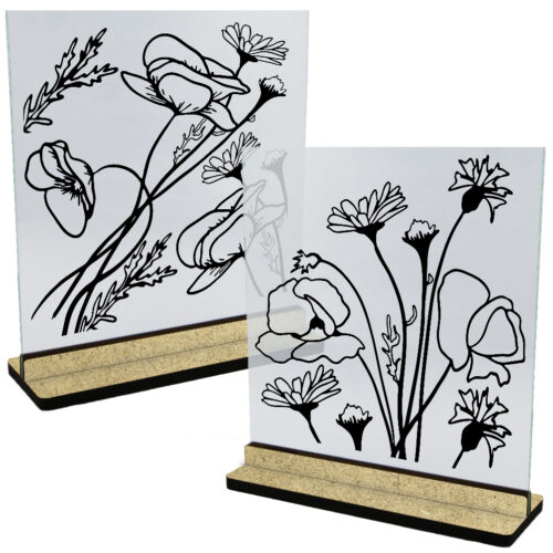 Blomster & natur | Glasskilte inkl. fod (træfiber)