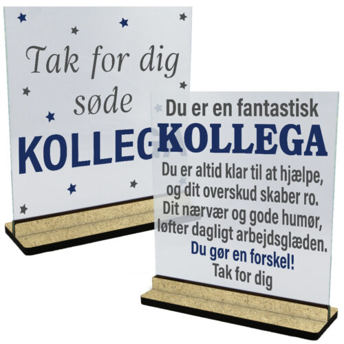 Kollega | Glasskilte inkl. fod (træfiber)