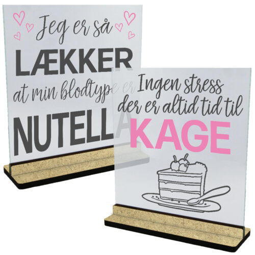Tekster & citater | Glasskilte inkl. fod (træfiber)