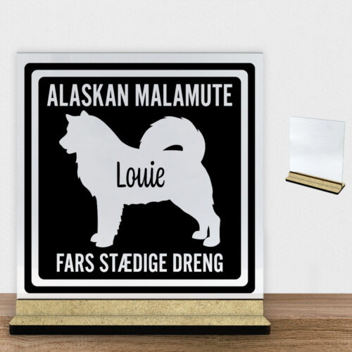 MyPets Alaskan Malamute | Glasskilt inkl. fod (træfiber)