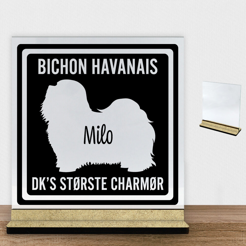 MyPets Bichon Havanais | Glasskilt inkl. fod (træfiber)