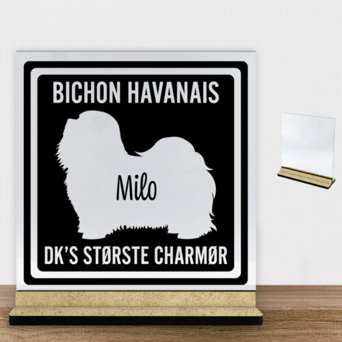 MyPets Bichon Havanais | Glasskilt inkl. fod (træfiber)