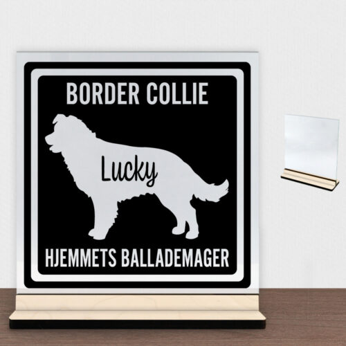 MyPets Border Collie | Glasskilt inkl. fod (poppel krydsfinér)