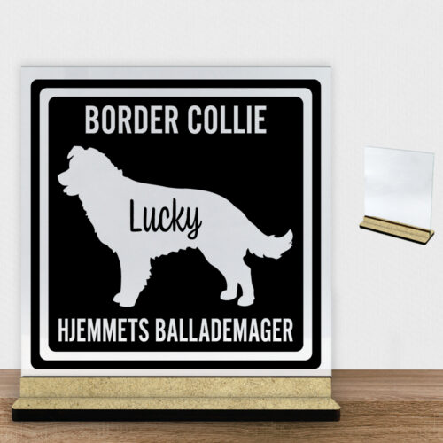 MyPets Border Collie | Glasskilt inkl. fod (træfiber)