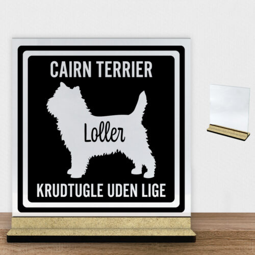 MyPets Cairn Terrier | Glasskilt inkl. fod (træfiber)