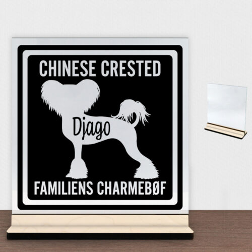 MyPets Chinese Crested | Glasskilt inkl. fod (poppel krydsfinér)