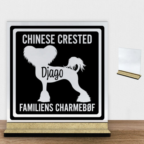 MyPets Chinese Crested | Glasskilt inkl. fod (træfiber)