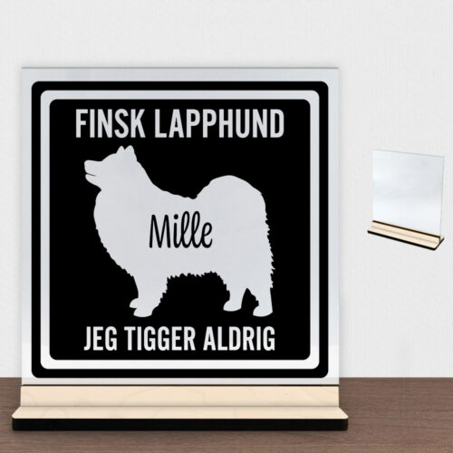 MyPets Finsk Lapphund | Glasskilt inkl. fod (poppel krydsfinér)