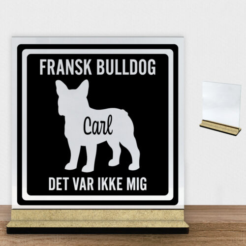 MyPets Fransk Bulldog | Glasskilt inkl. fod (træfiber)