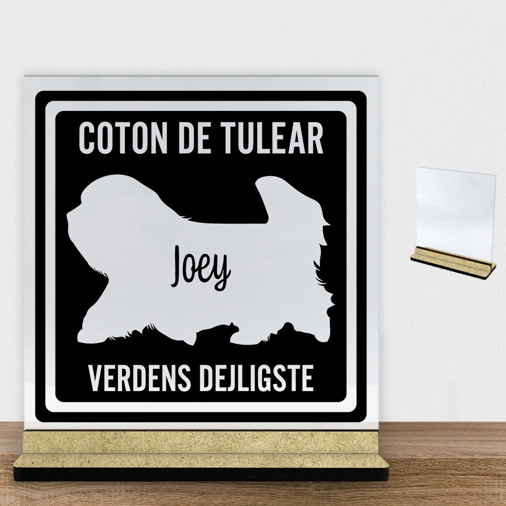 MyPets Coton de Tulear | Glasskilt inkl. fod (træfiber)