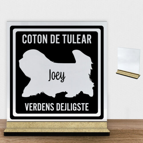 MyPets Coton de Tulear | Glasskilt inkl. fod (træfiber)
