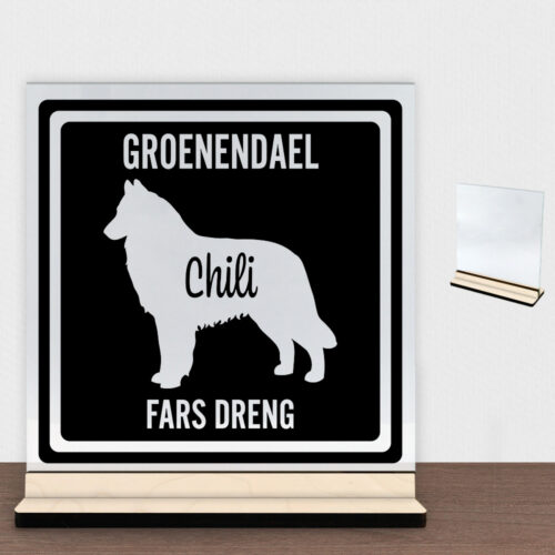 MyPets Groenendael | Glasskilt inkl. fod (poppel krydsfinér)