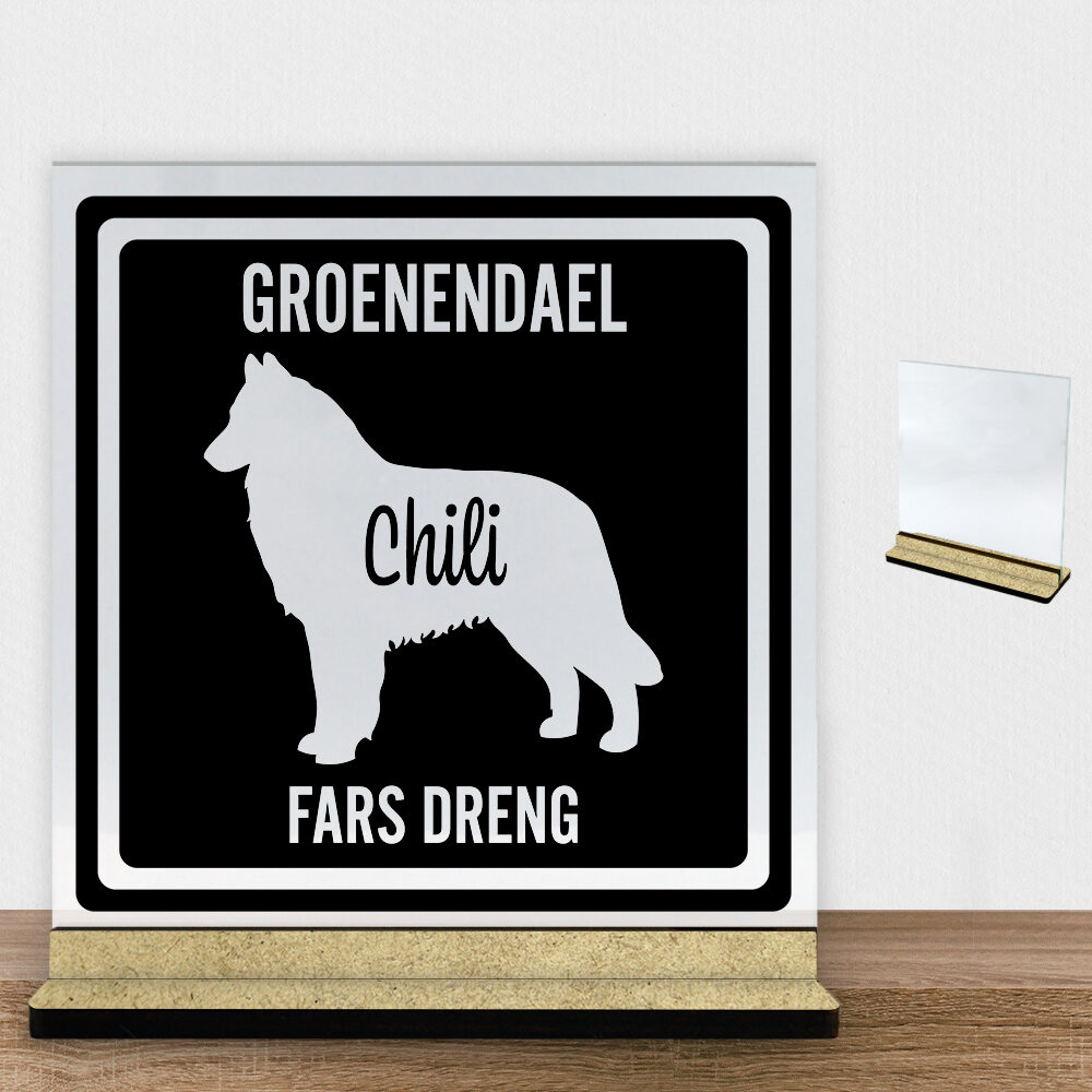MyPets Groenendael | Glasskilt inkl. fod (træfiber)