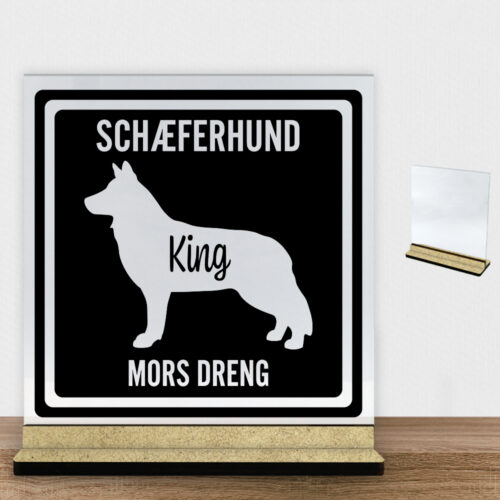 MyPets Schæferhund | Glasskilt inkl. fod (træfiber)