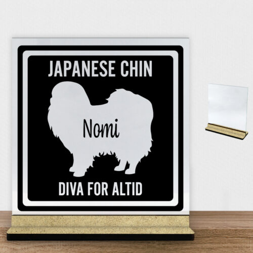 MyPets Japanese Chin | Glasskilt inkl. fod (træfiber)